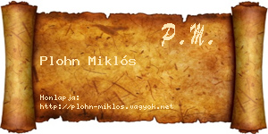 Plohn Miklós névjegykártya